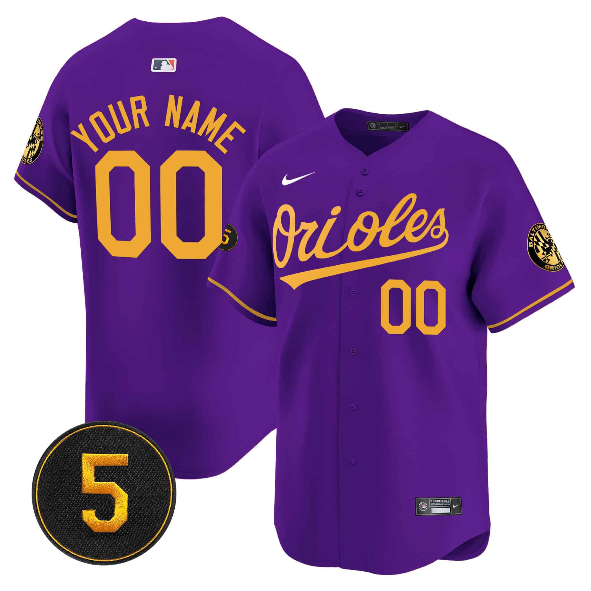 Men Baltimore Orioles Purple 2024 Nike Robinson Patch Vapor Premier Limited Custom MLB Jersey